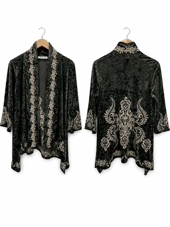 Coin Gypsy Other - Coin Gypsy Embroidered Velvet Kimono Jacket Boho Western Glam Mystic Festival S